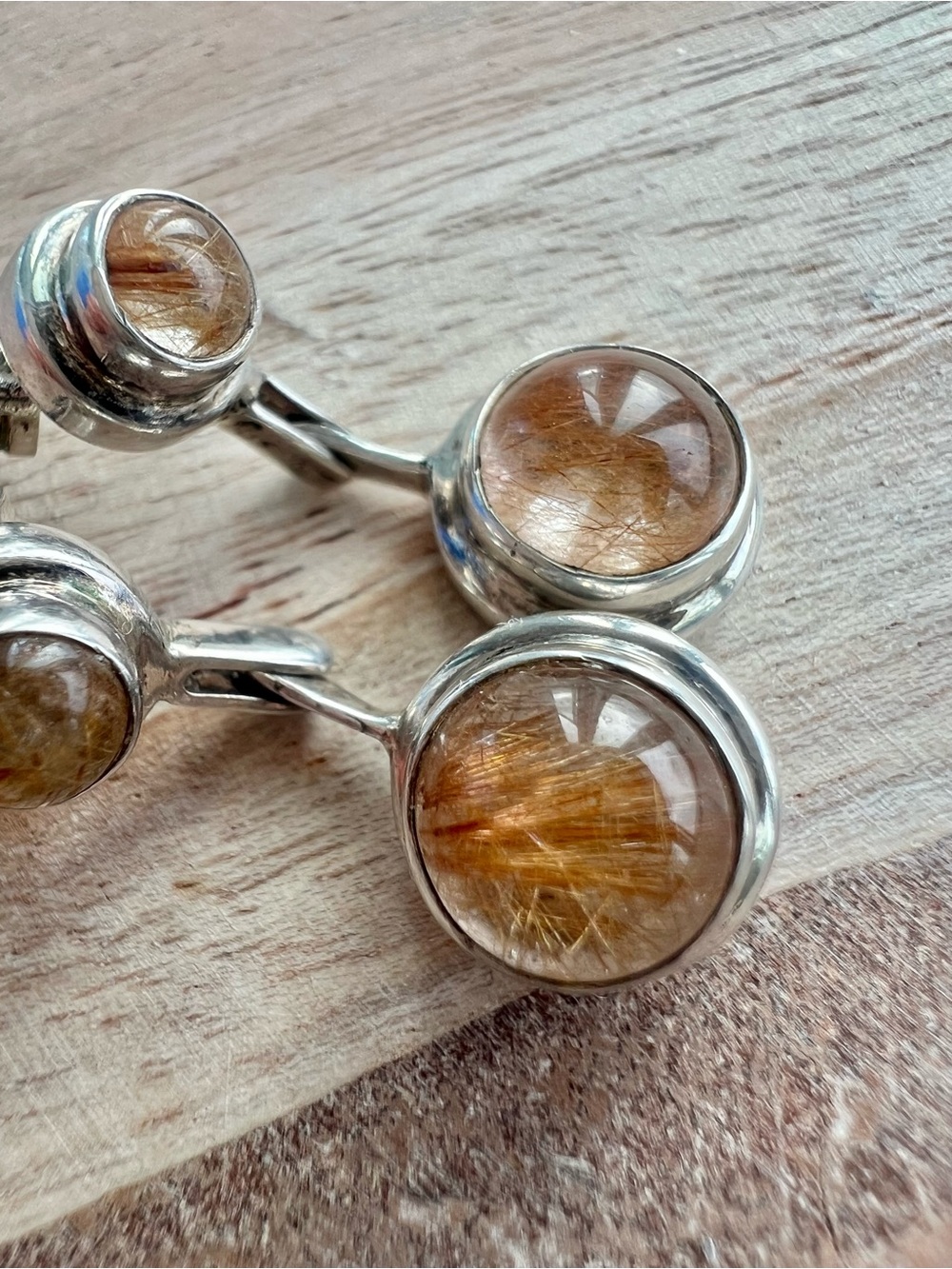 925 Sterling Silver Earrings with Golden Rutilated Quartz